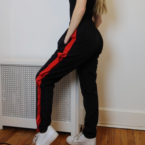 Forever 21 Pants - Black with Red Stripe Snap Pants